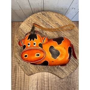 Genuine Leather Cow Wristlet Brown Wallet Leather Coin Purse NEW FAST SHIP